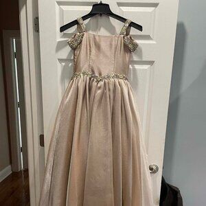 Tiffany Designs Taupe Pageant/ Homecoming Dress, Size 8, EUC, Long, Beaded